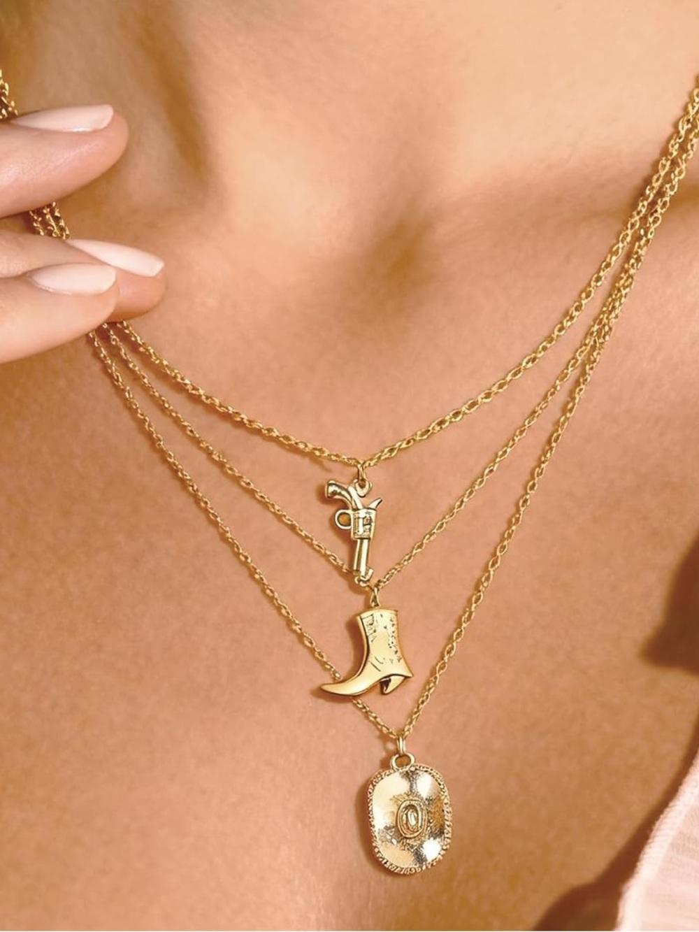 Anthropologie Gold Layered Western Charm Necklace